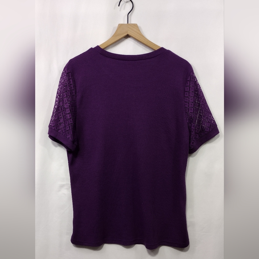 NWT Blooming Jelly Lace Sleeve Top Women's XL Purple Retro Boho Y2K Fairy - Picture 5 of 7